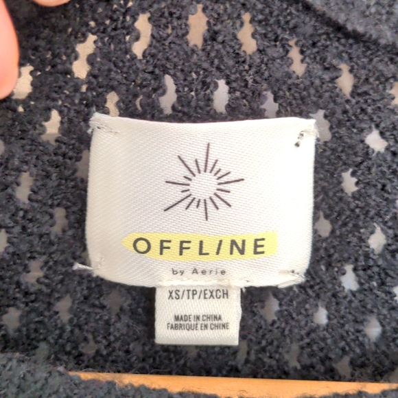 Aerie Offline Open Knit Sweater Black Size XS - Picture 5 of 8